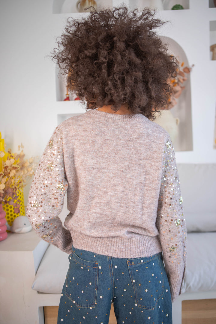 Pull à sequins Baby - Taille unique / Taupe - pulls