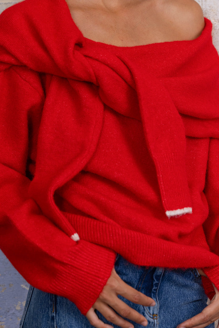 Pull avec col bateau et manches à nouer Apoline 2709