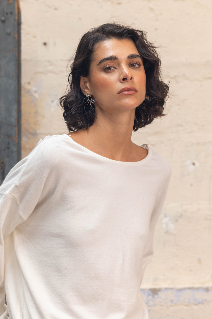 Pull avec dos en dentelle guipure Vanessa 2707 - Taille