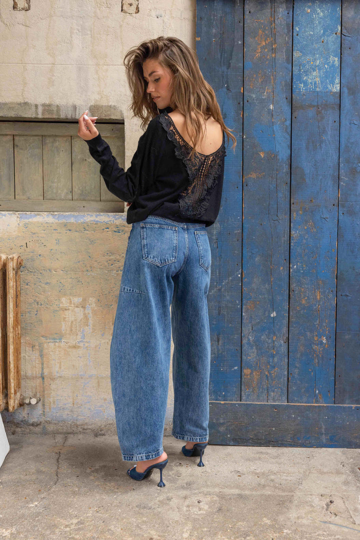 Pull avec dos en dentelle guipure Vanessa 2707 - Taille