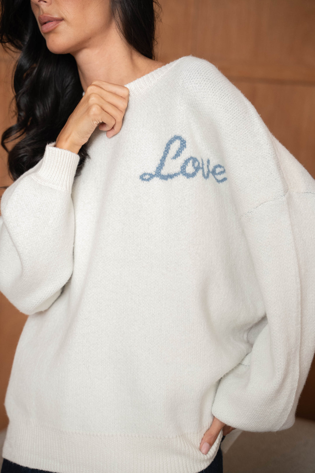 Pull Brodé Cœur Inscrit Love Sarah 2644 - Ecru / Taille