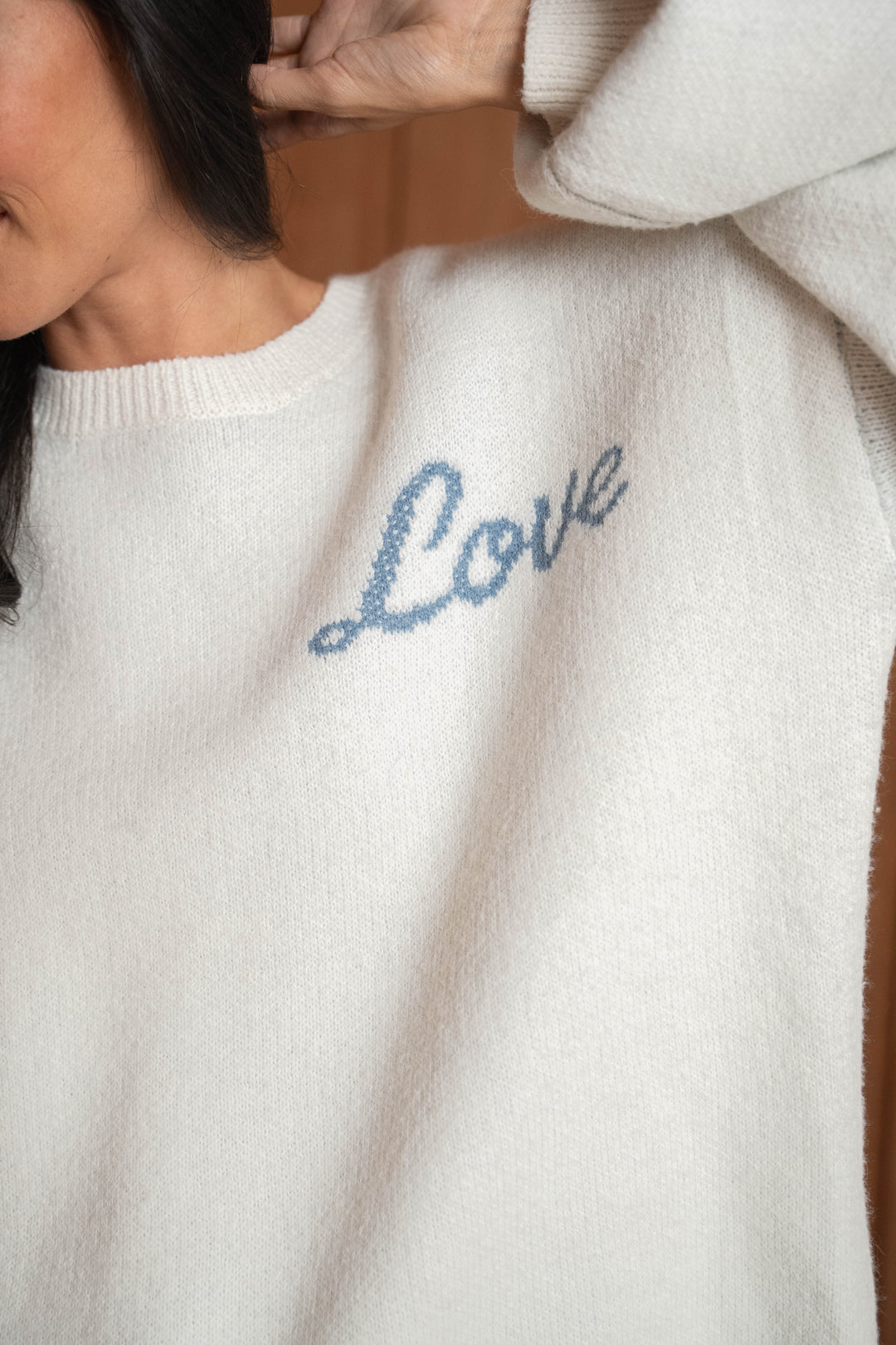 Pull Brodé Cœur Inscrit Love Sarah 2644 - Ecru / Taille