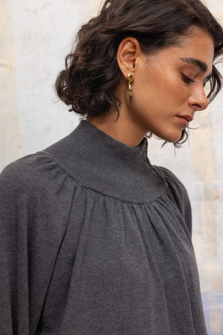Pull Col Montant Drapé Lola 26011 - Taille unique: 36 au 42
