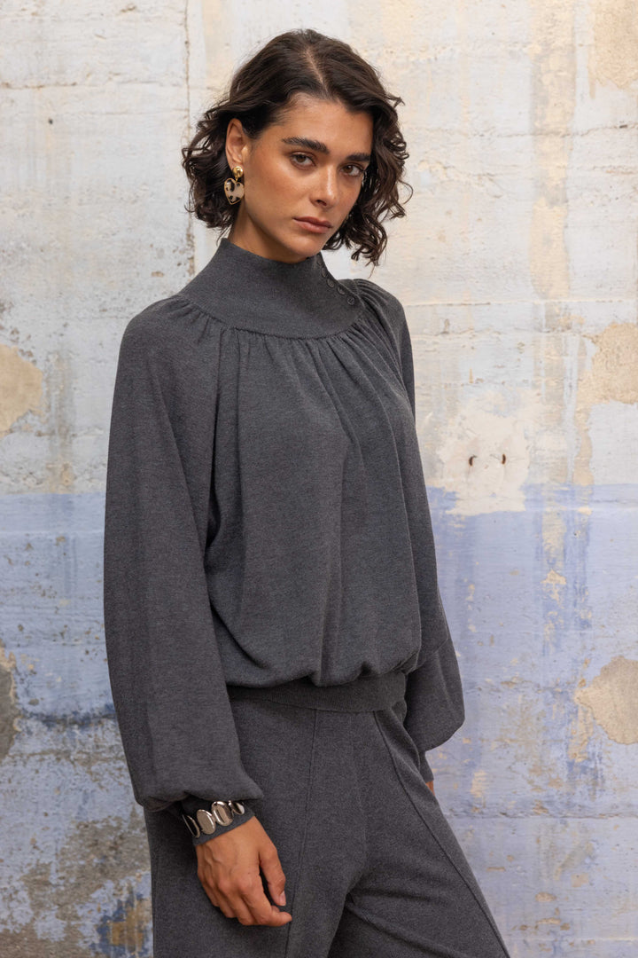 Pull Col Montant Drapé Lola 26011 - Taille unique: 36 au 42