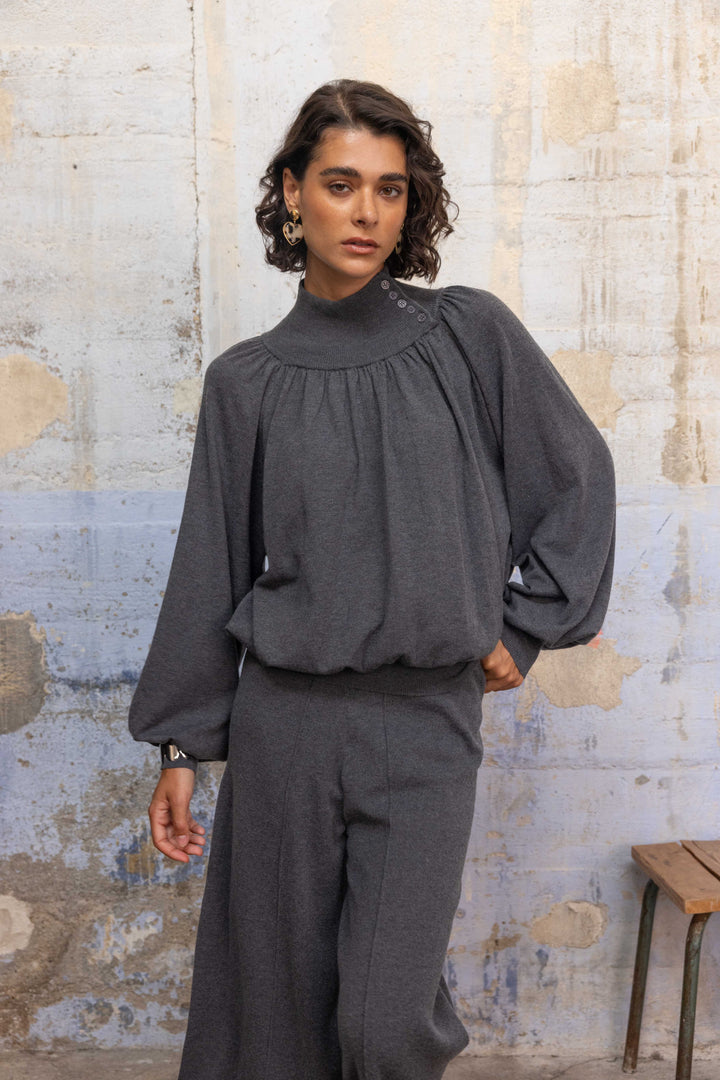 Pull Col Montant Drapé Lola 26011 - Taille unique: 36 au 42