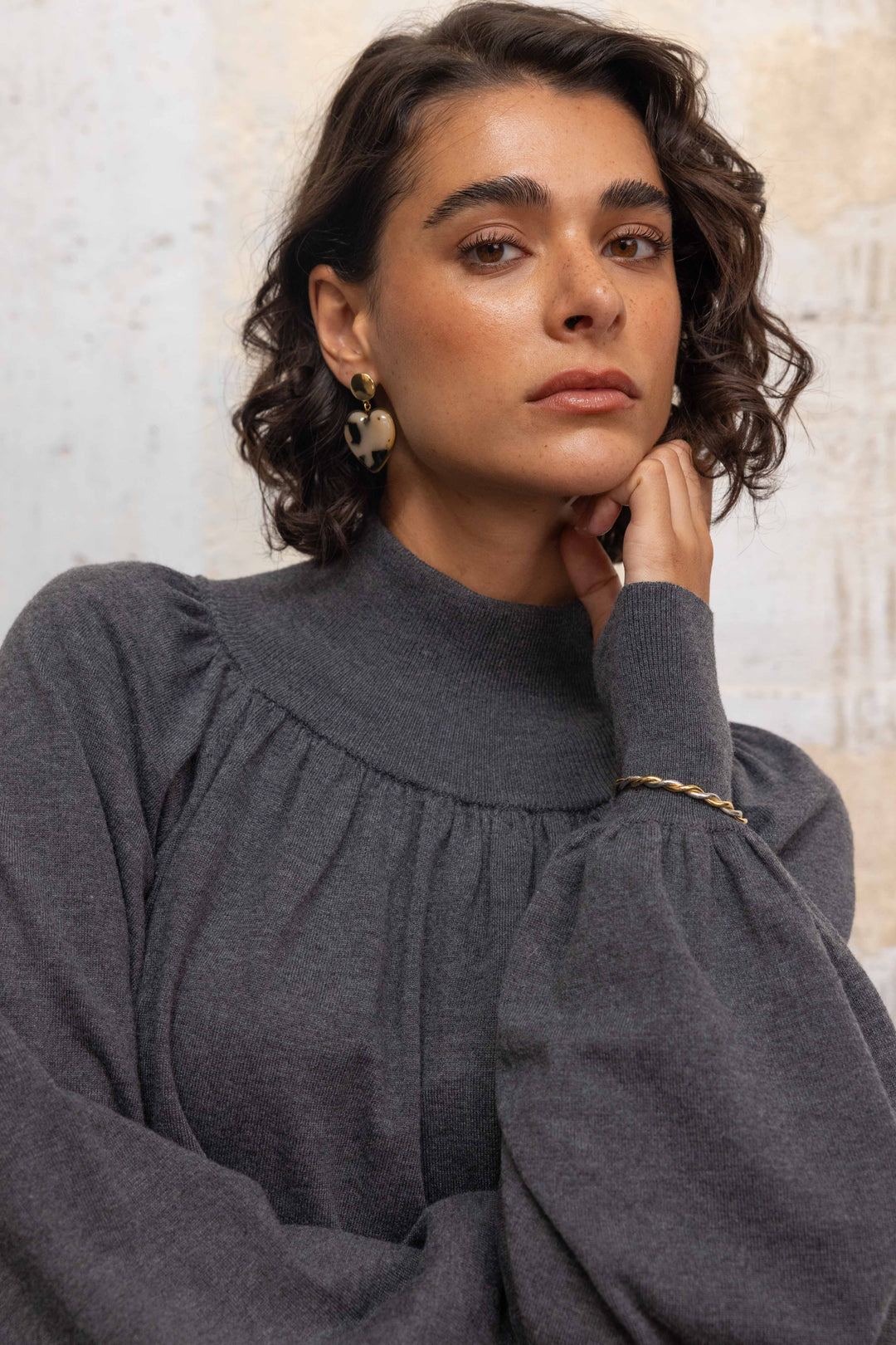 Pull Col Montant Drapé Lola 26011 - Taille unique: 36 au 42
