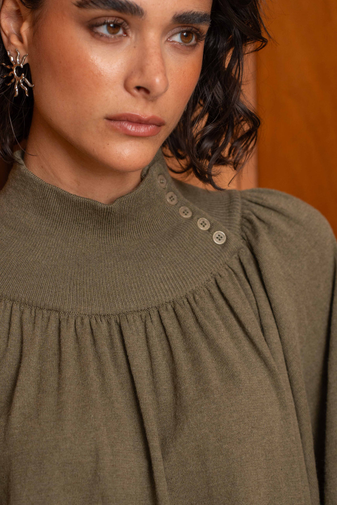 Pull Col Montant Drapé Lola 26011 - Taille unique: 36 au 42