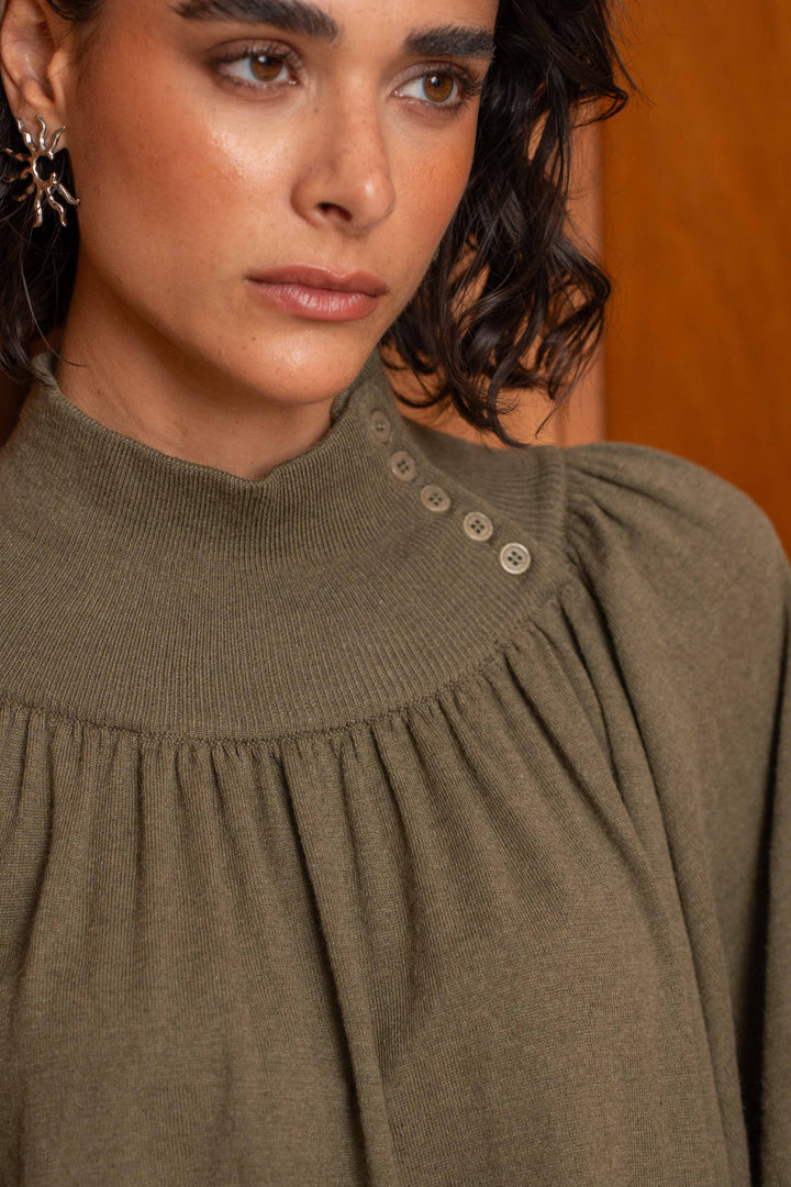 Pull Col Montant Drapé Lola 26011 - Taille unique: 36 au 42