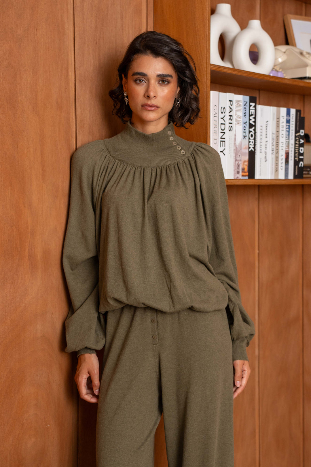 Pull Col Montant Drapé Lola 26011 - Taille unique: 36 au 42