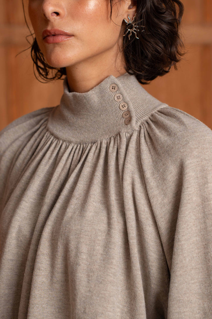 Pull Col Montant Drapé Lola 26011 - Taille unique: 36 au 42