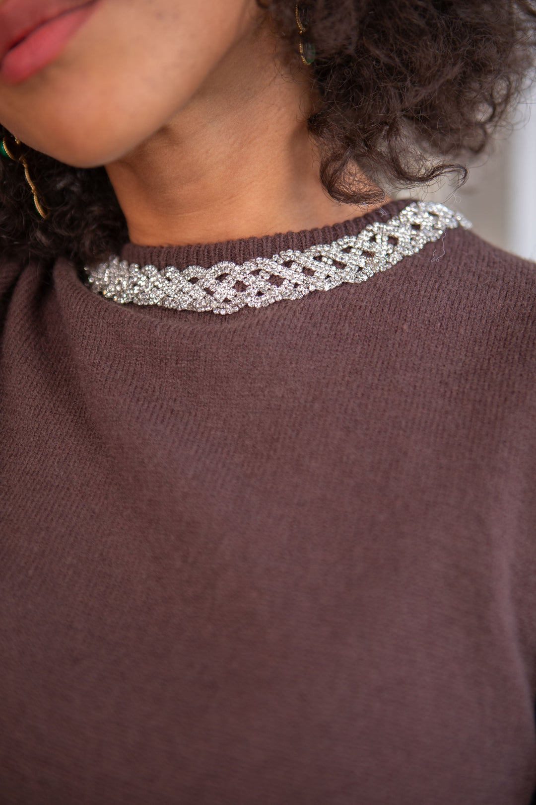 Pull col perlé Louve Taille unique / Choco pulls