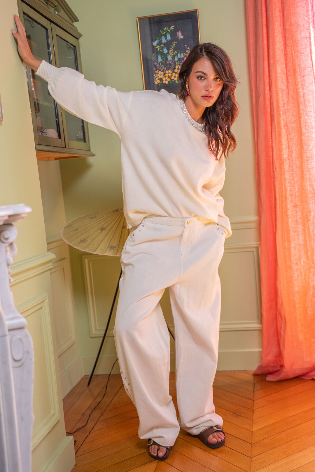 Pull col perlé Louve Taille unique / Ecru pulls