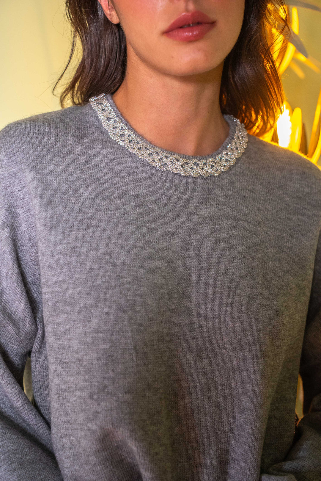 Pull col perlé Louve Taille unique / Gris pulls