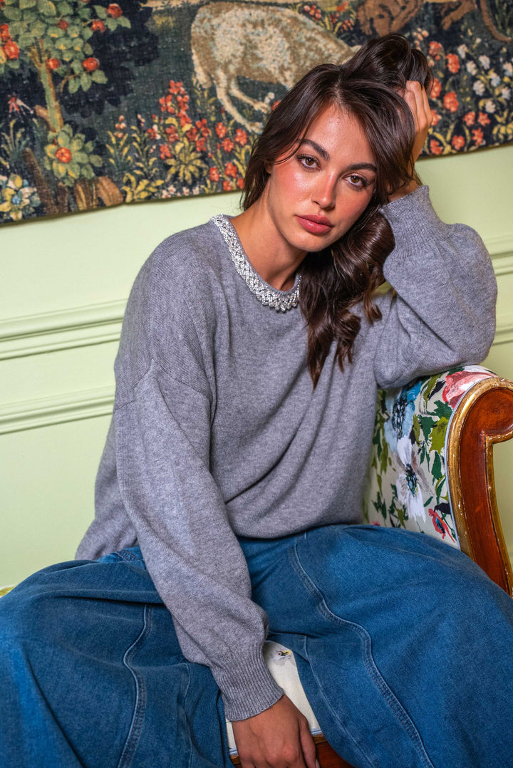 Pull col perlé Louve Taille unique / Gris pulls