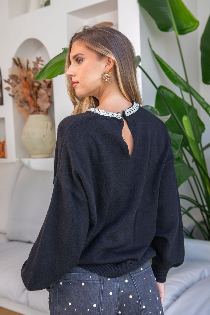 Pull col perlé Louve Taille unique / Noir pulls