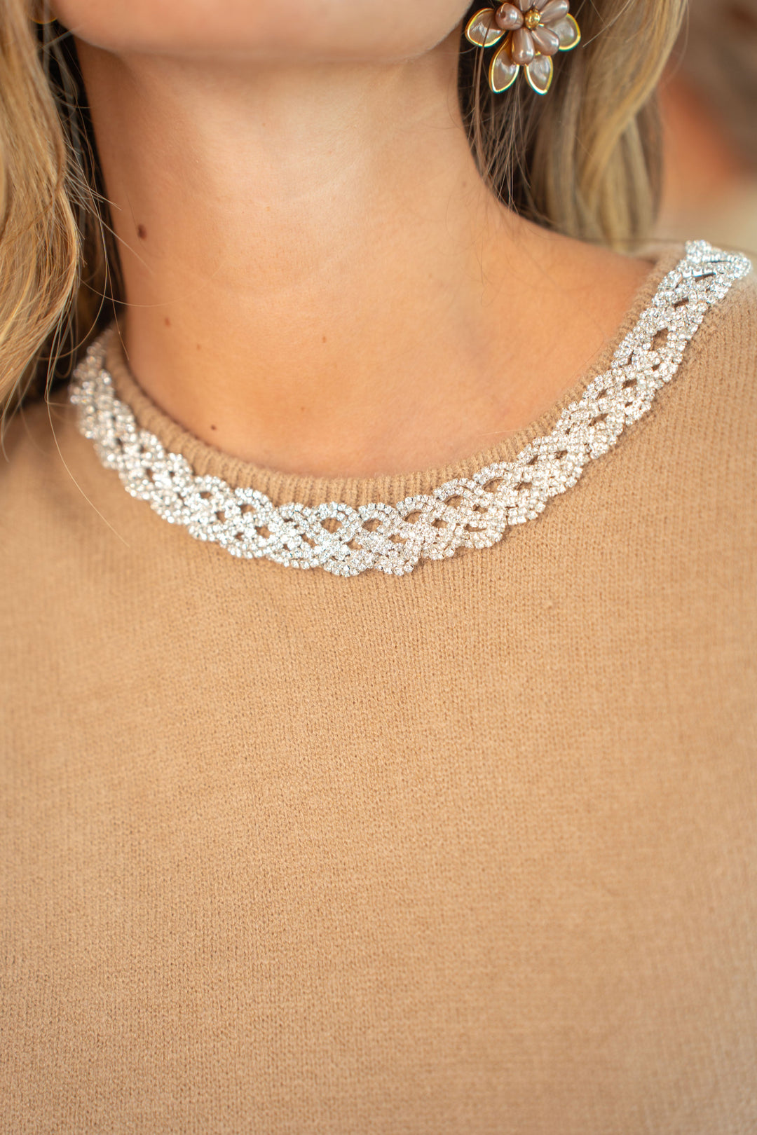 Pull col perlé Louve Taille unique / Taupe pulls