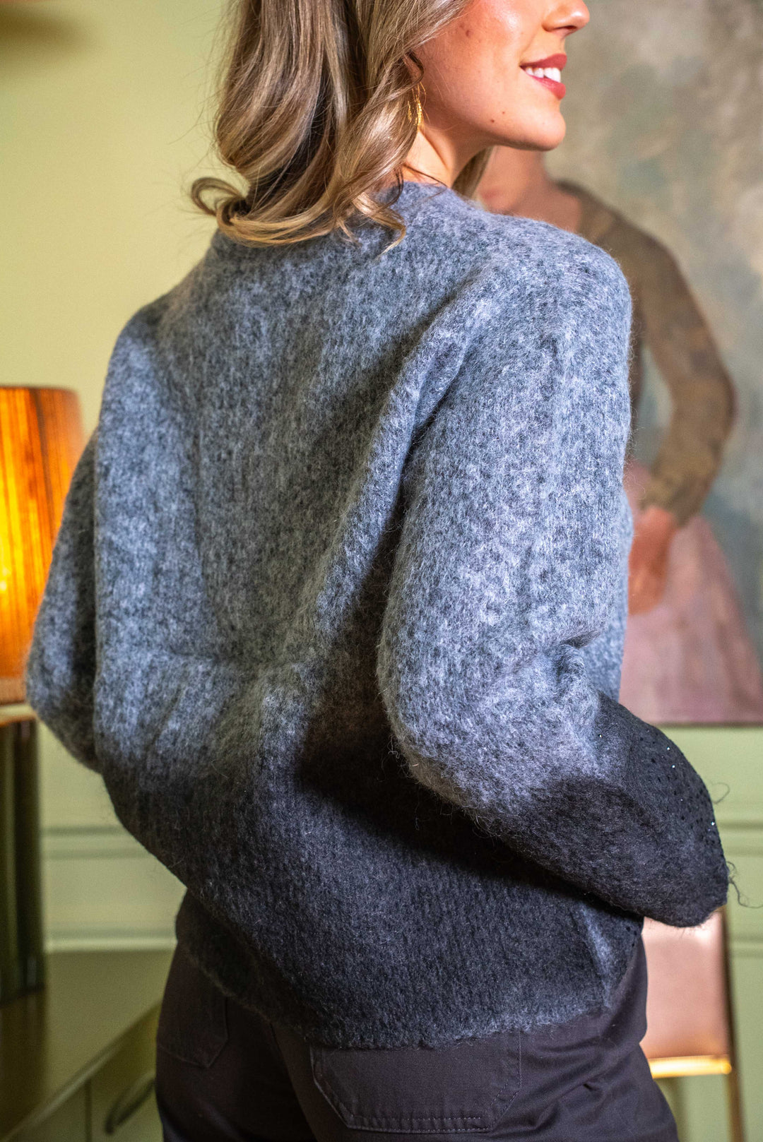 Pull col rond dégradé strass Priya Taille unique / Bleu