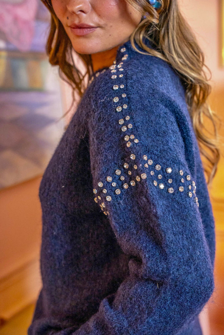 Pull col rond en maille perlé Pepita Taille unique / Marine