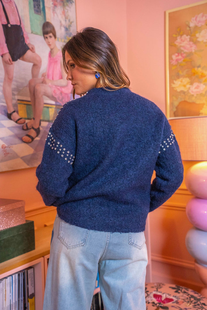 Pull col rond en maille perlé Pepita Taille unique / Marine