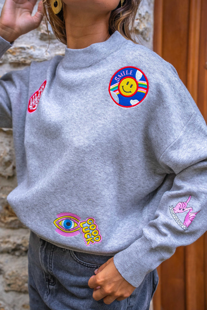 Pull Col Rond Patch Roxy Taille Unique / Gris pulls