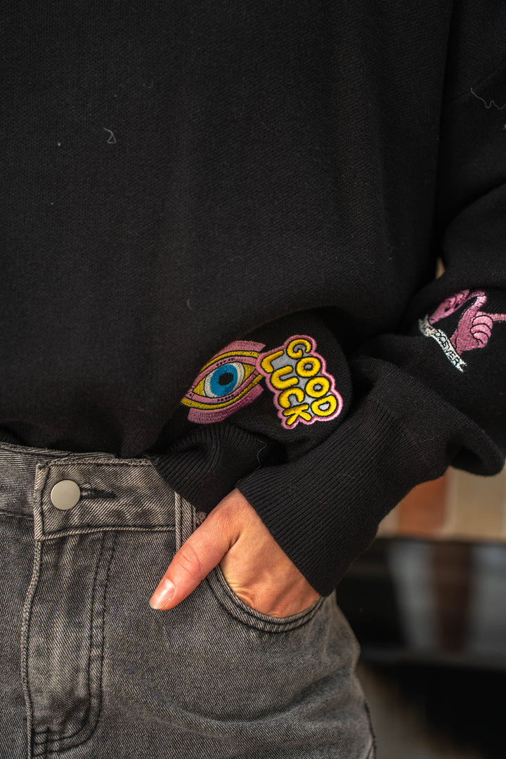 Pull Col Rond Patch Roxy Unique / Noir pulls