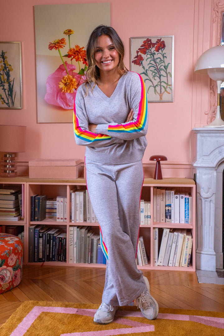 Pull col v arc en ciel Capsule Taille unique / Gris pulls