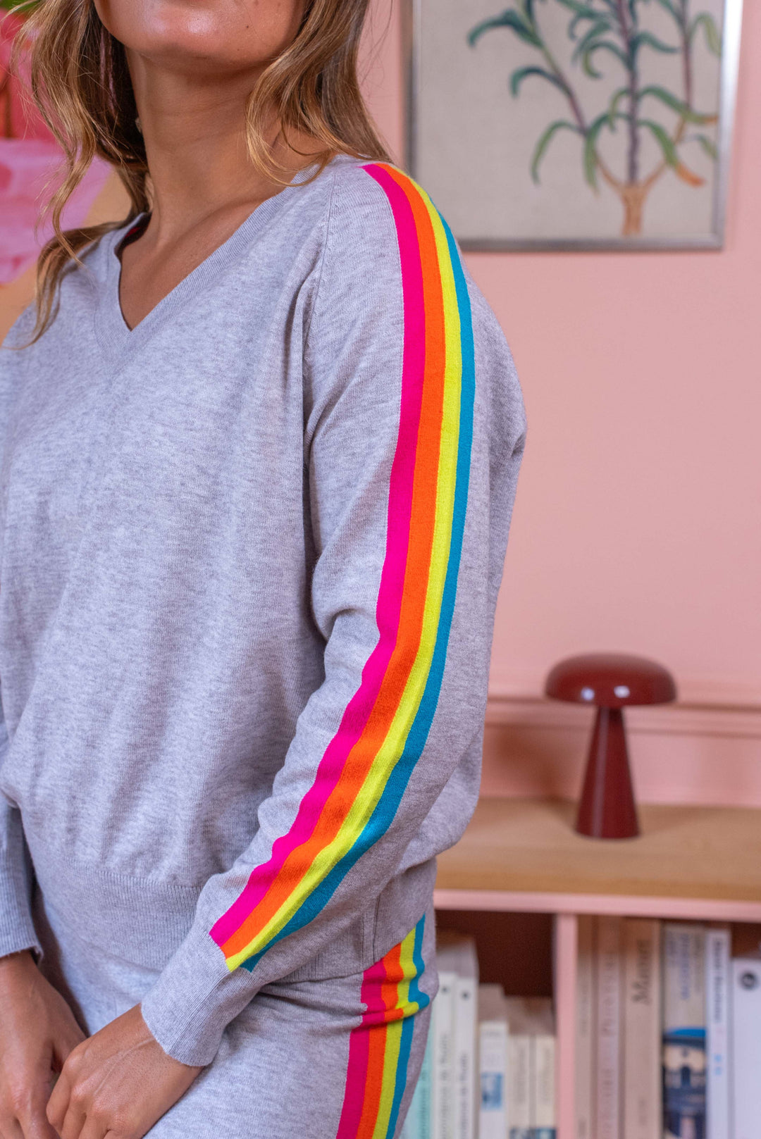 Pull col v arc en ciel Capsule Taille unique / Gris pulls