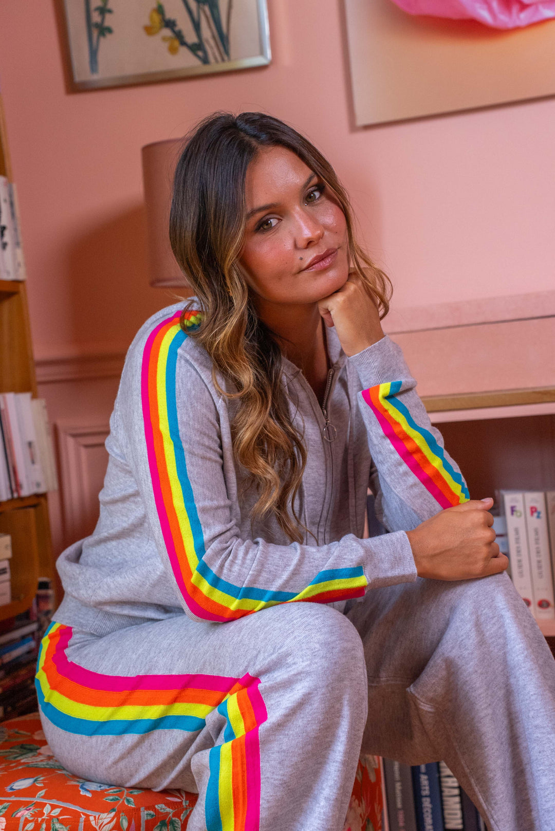 Pull col v arc en ciel Capsule Taille unique / Gris pulls