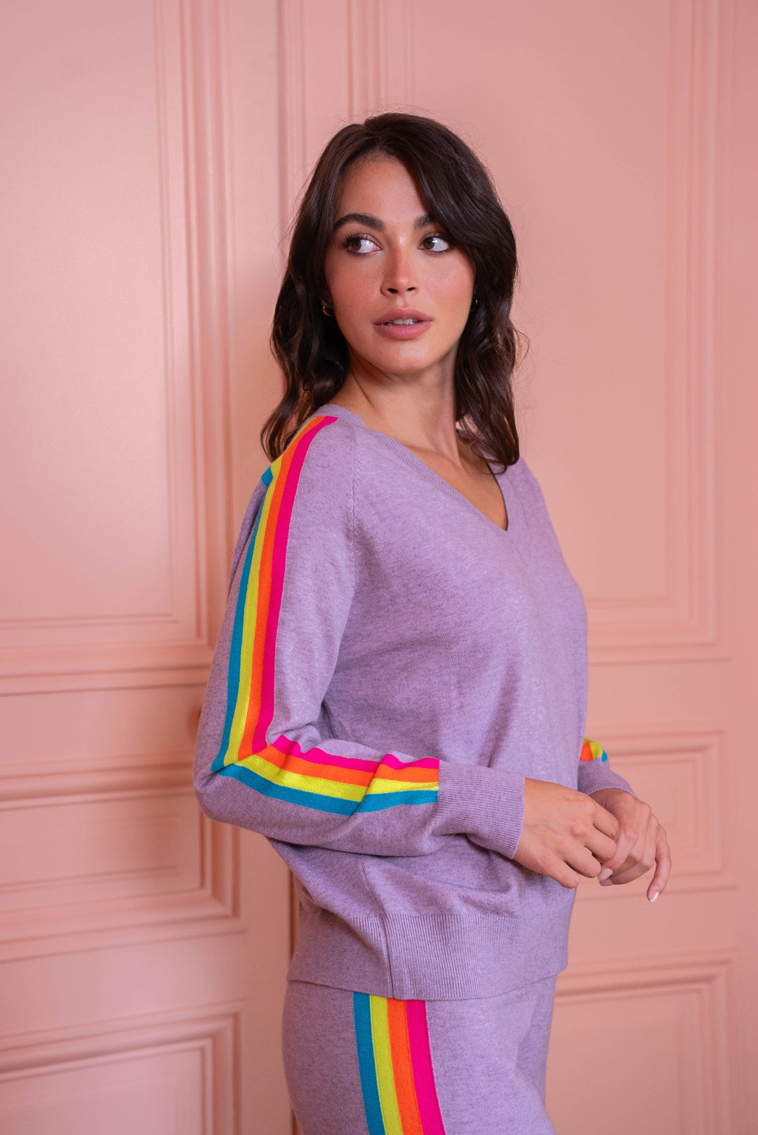 Pull col v arc en ciel Capsule Taille unique / Parle pulls