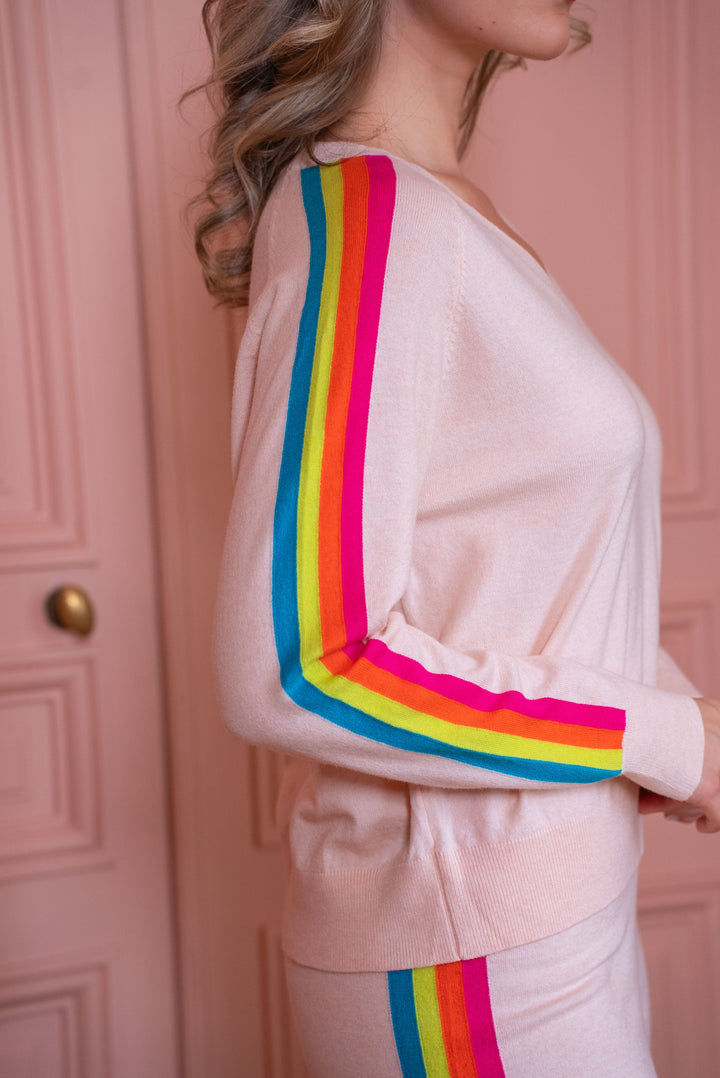 Pull col v arc en ciel Capsule Taille unique / Rose pulls