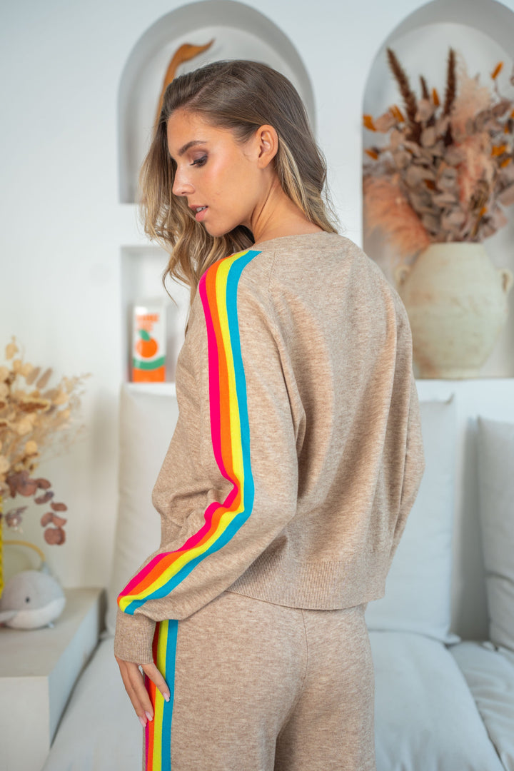 Pull col v arc en ciel Capsule Taille unique / Taupe pulls