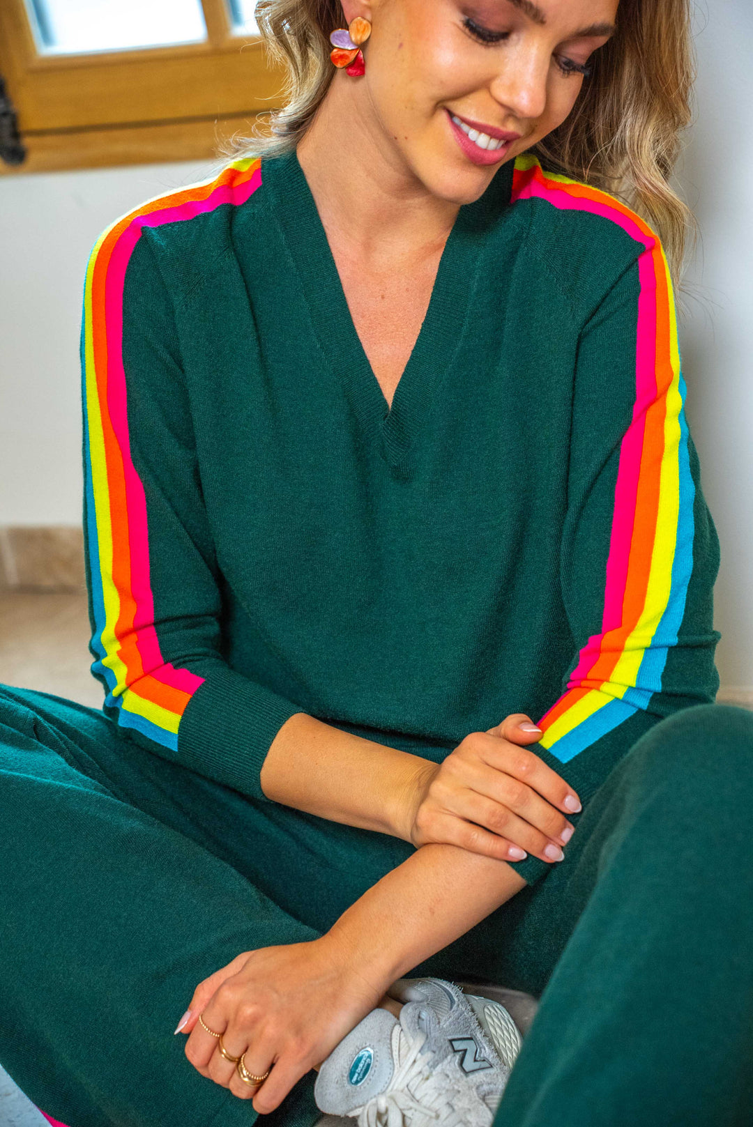 Pull col v arc en ciel Capsule Taille unique / Vert pulls