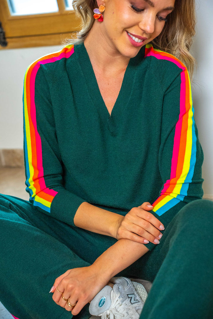 Pull col v arc en ciel Capsule Taille unique / Vert pulls