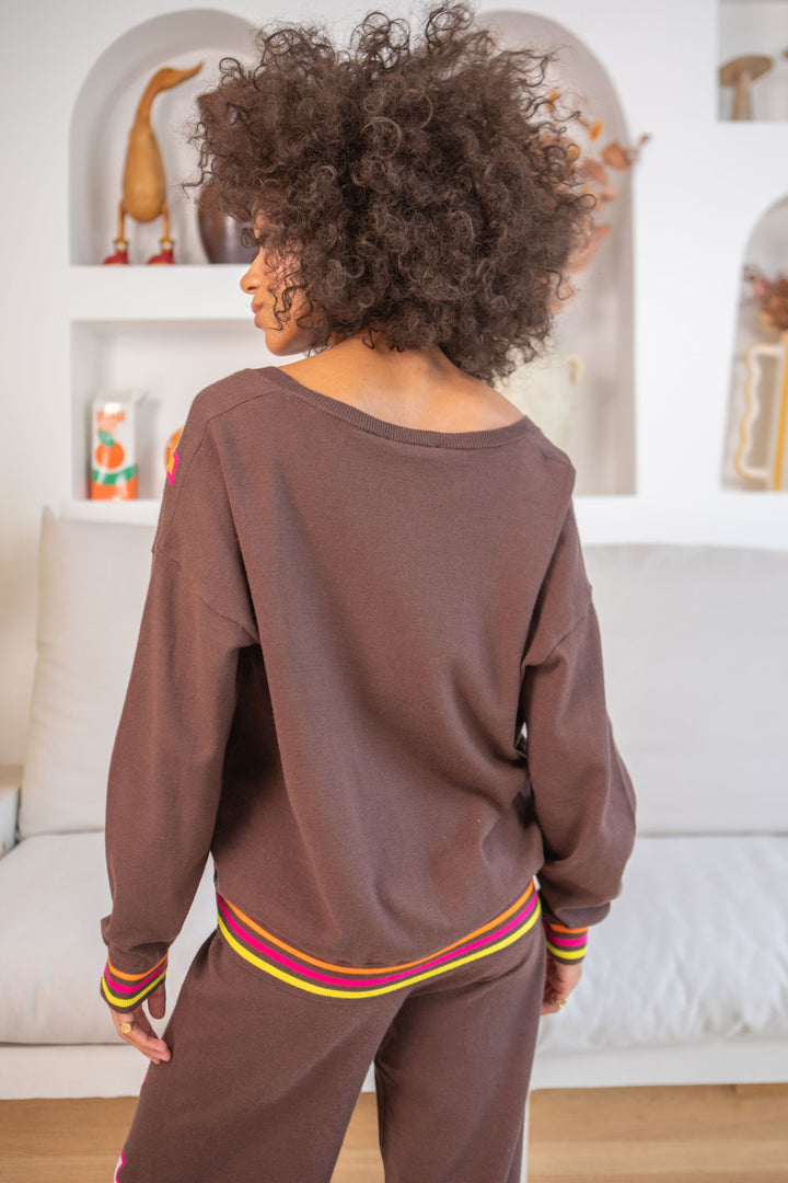 Pull col v éclairs Flash Taille unique / Choco pulls