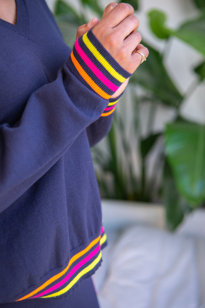 Pull col v éclairs Flash Taille unique / Marine pulls