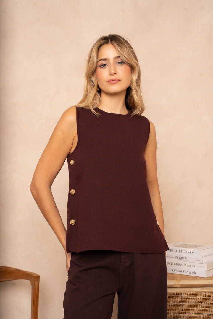 Pull Débardeur Milly - Taille unique / Bordeaux - pull