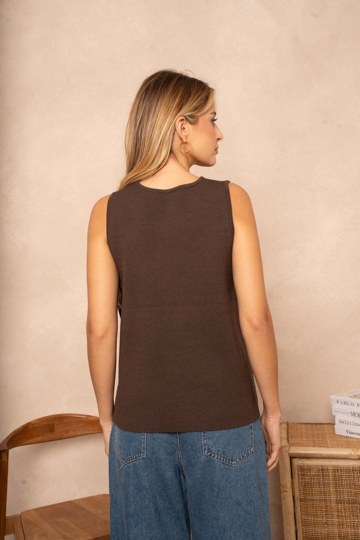 Pull Débardeur Milly - Taille unique / Marron - pull