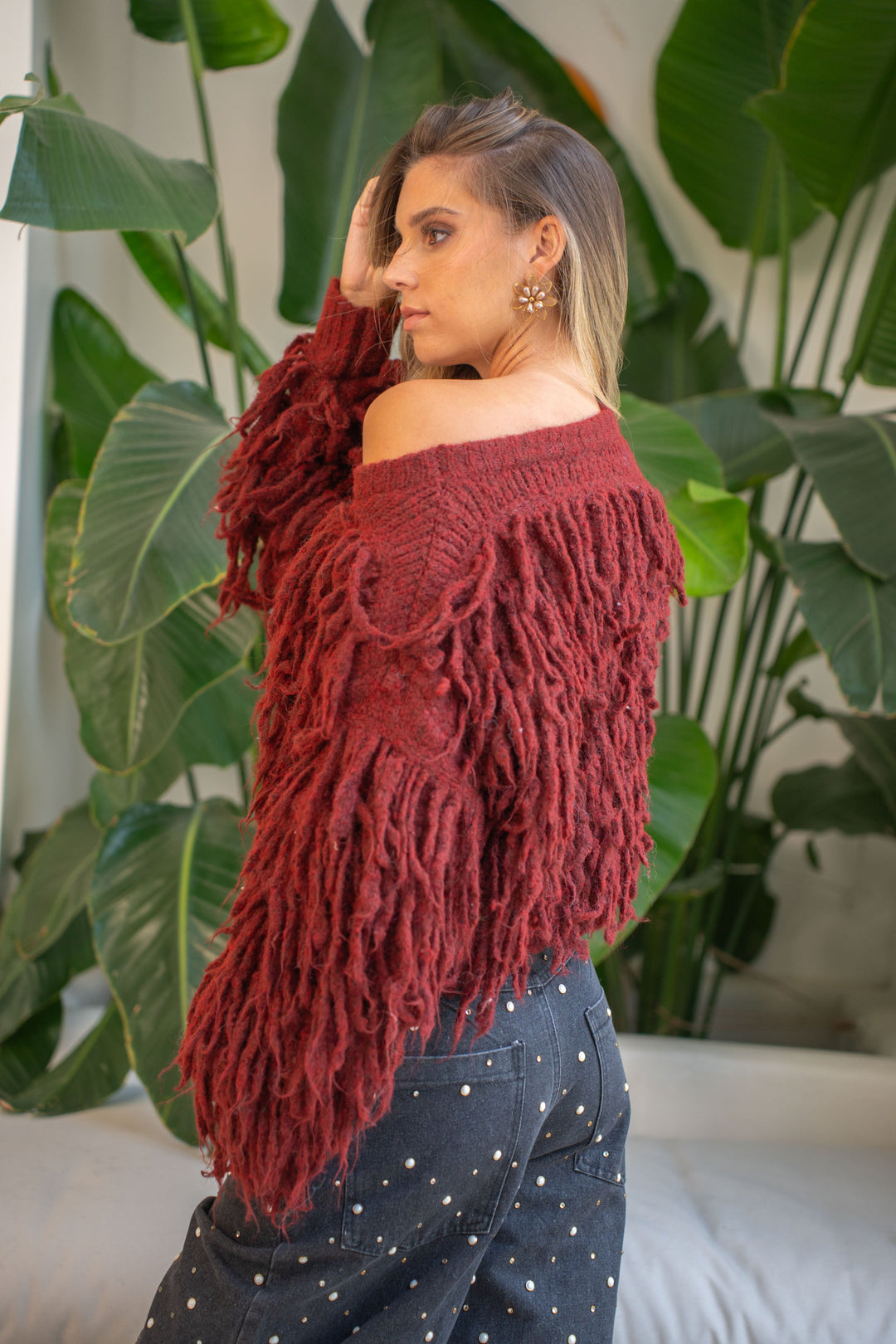 Pull effet shaggy Gigi Taille unique / Bordeaux pulls