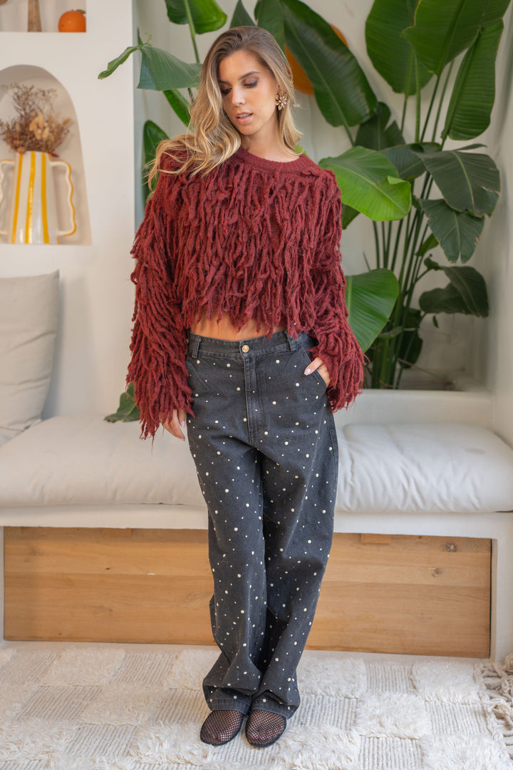 Pull effet shaggy Gigi Taille unique / Bordeaux pulls