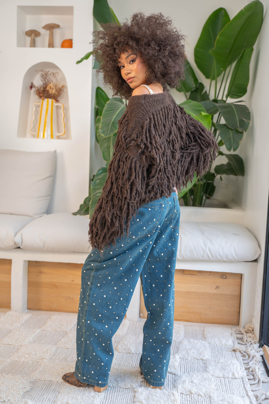 Pull effet shaggy Gigi Taille unique / Coffee pulls