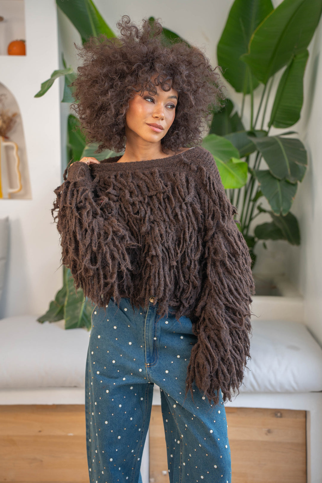 Pull effet shaggy Gigi Taille unique / Coffee pulls