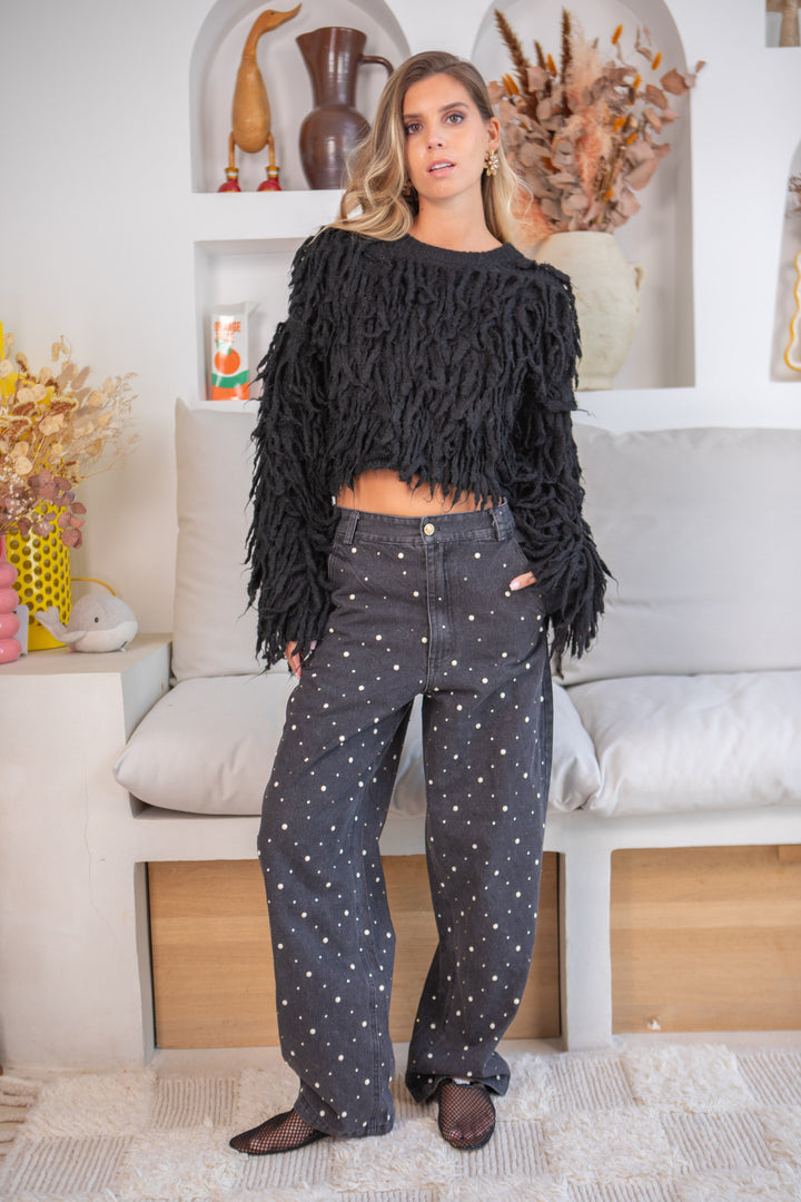 Pull effet shaggy Gigi Taille unique / Noir pulls