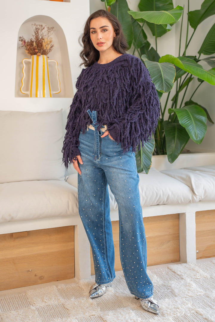 Pull effet shaggy Gigi Taille unique / Violet pulls