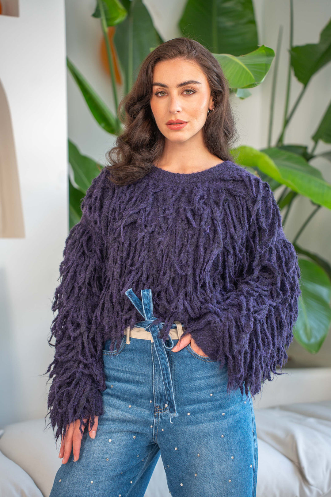 Pull effet shaggy Gigi Taille unique / Violet pulls