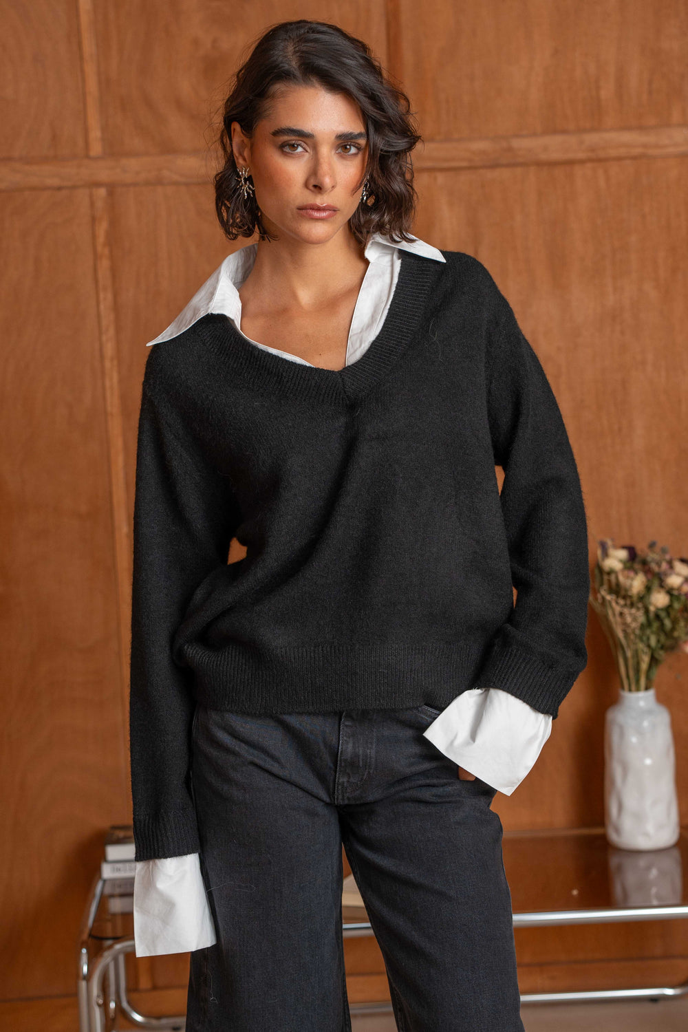 Pull effet superposé avec chemise intégrée Naomi 2697