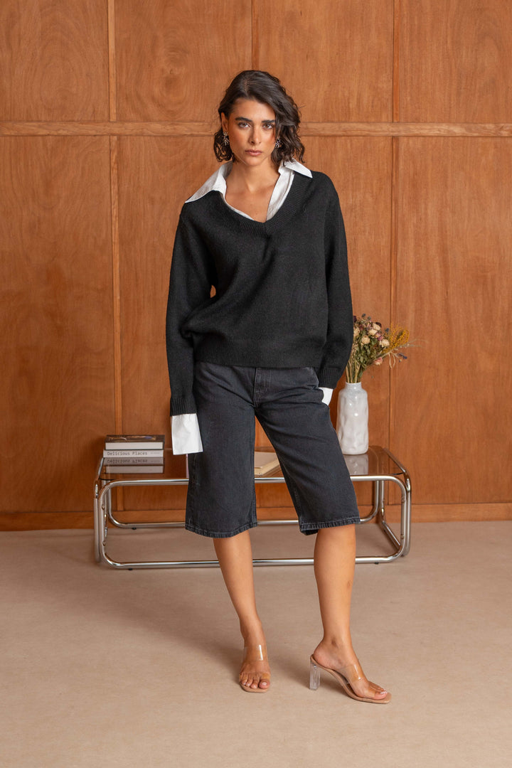Pull effet superposé avec chemise intégrée Naomi 2697