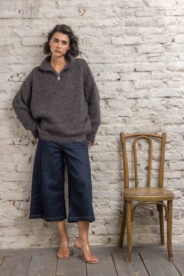Pull en maille à col zippé Lana 26016 - Taille unique: 36