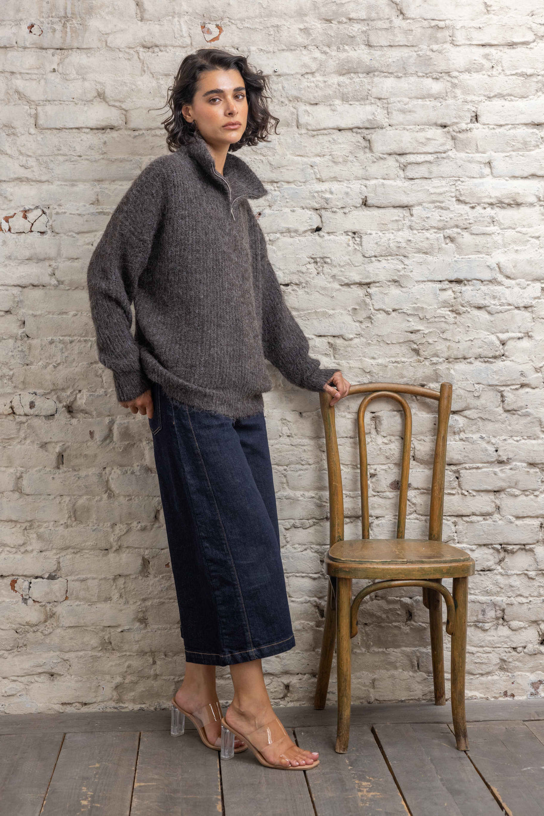 Pull en maille à col zippé Lana 26016 - Taille unique: 36