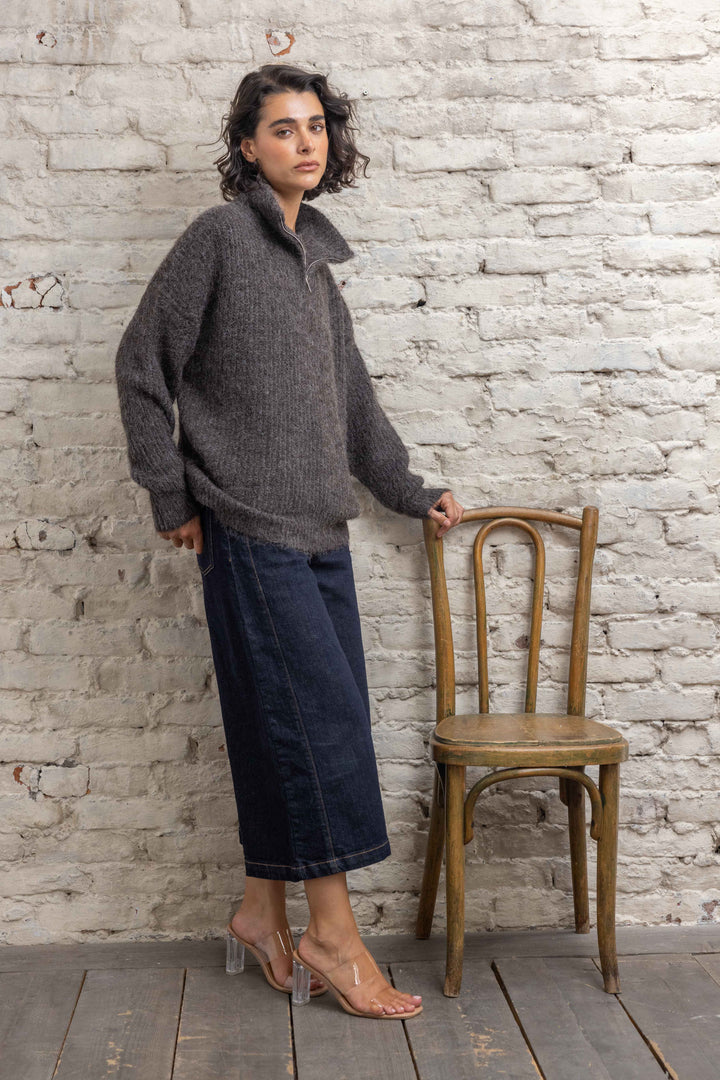 Pull en maille à col zippé Lana 26016 - Taille unique: 36