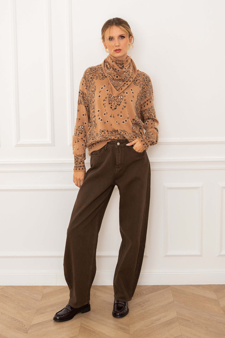 Pull en maille à motif bandana Kimo 26006 - Taille unique: